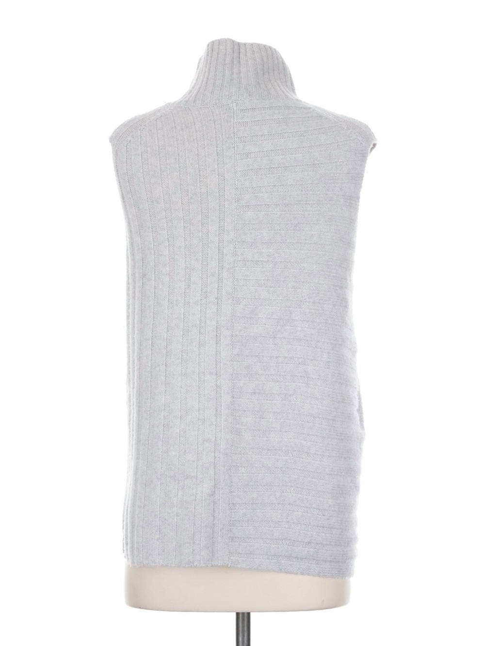 Vince. Sleeveless Ribbed Turtleneck Sweater Vest - Light Gray - Picture 2 of 3